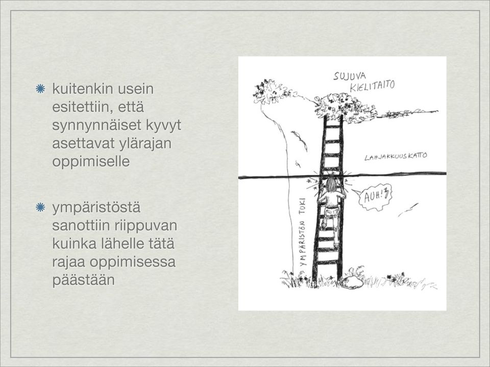 oppimiselle ympäristöstä sanottiin