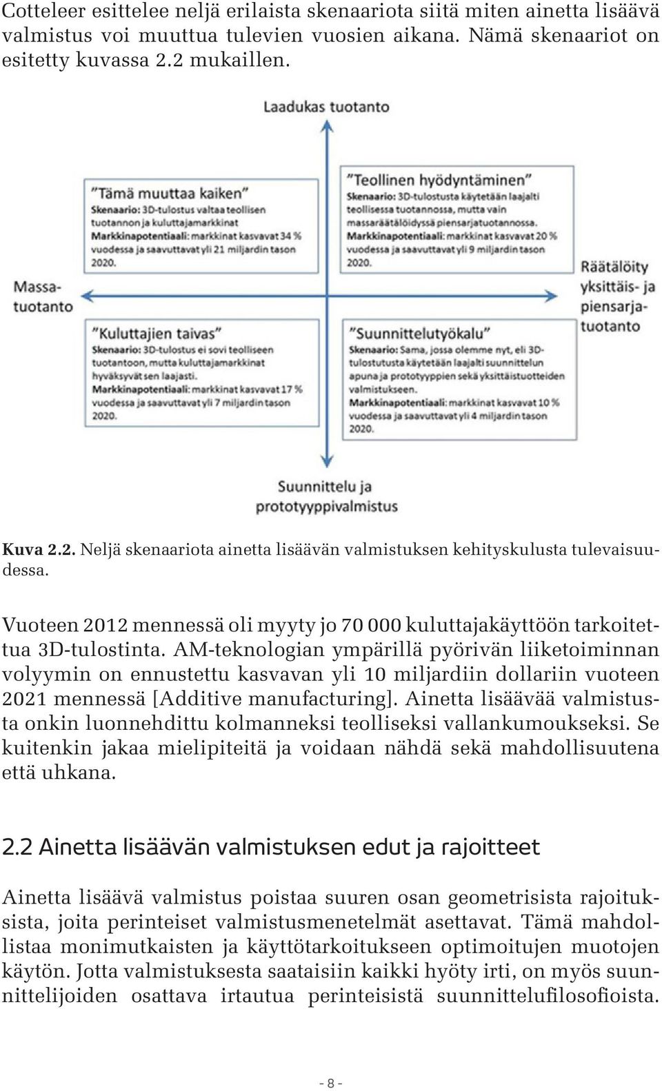 AM-teknologian ympärillä pyörivän liiketoiminnan volyymin on ennustettu kasvavan yli 10 miljardiin dollariin vuoteen 2021 mennessä [Additive manufacturing].