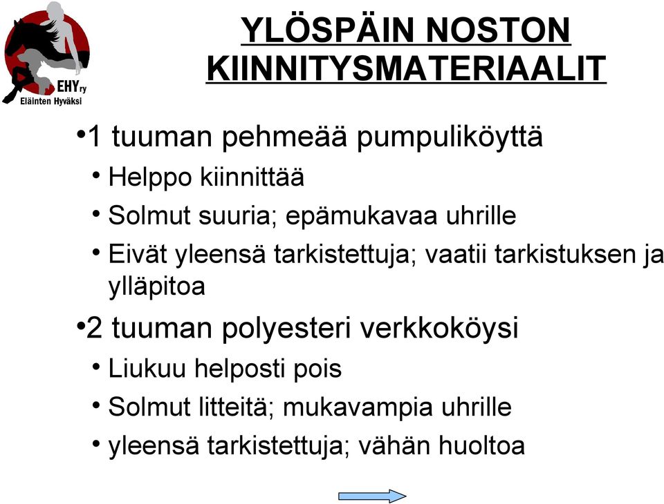 vaatii tarkistuksen ja ylläpitoa 2 tuuman polyesteri verkkoköysi Liukuu