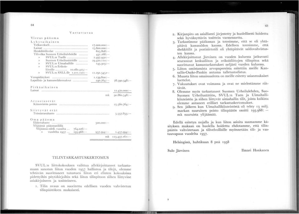 .... Pitkäaika in en Lainat Arvostuserät Kiinsteistön poisto 7.000.000:- 5.600.000:- 625.0:- 43.26:- 2.497.950:- 29.420.:- 43.303:-. 29.545 y-. 39.00:- 240.764:- Siirtyvät erät Toimintarahasto.