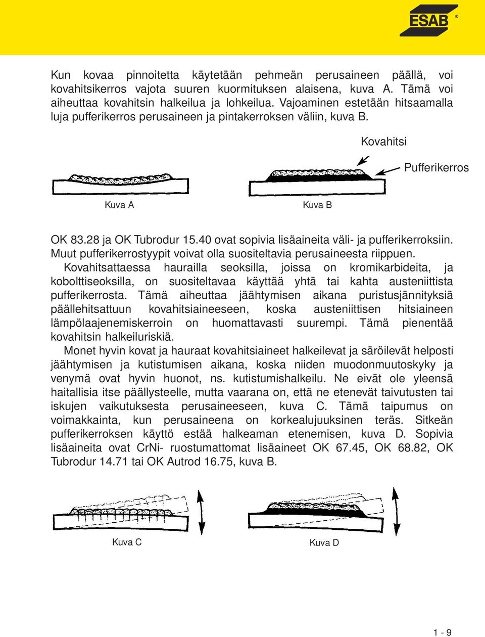 40 ovat sopivia lisäaineita väli- ja pufferikerroksiin. Muut pufferikerrostyypit voivat olla suositeltavia perusaineesta riippuen.