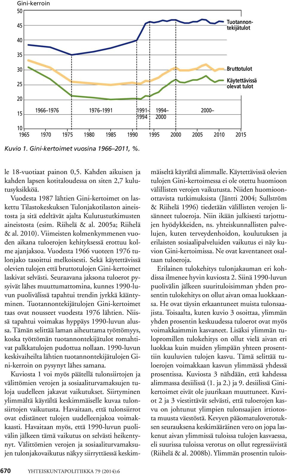 yhteiskunnallisten palvelujen, kuten terveydenhoidon, koulutuksen ja erilaisten sosiaalipalveluiden vaikutus ei näy kuvion Gini-kertoimissa. Ne ovat kaventaneet osaltaan tuloeroja.