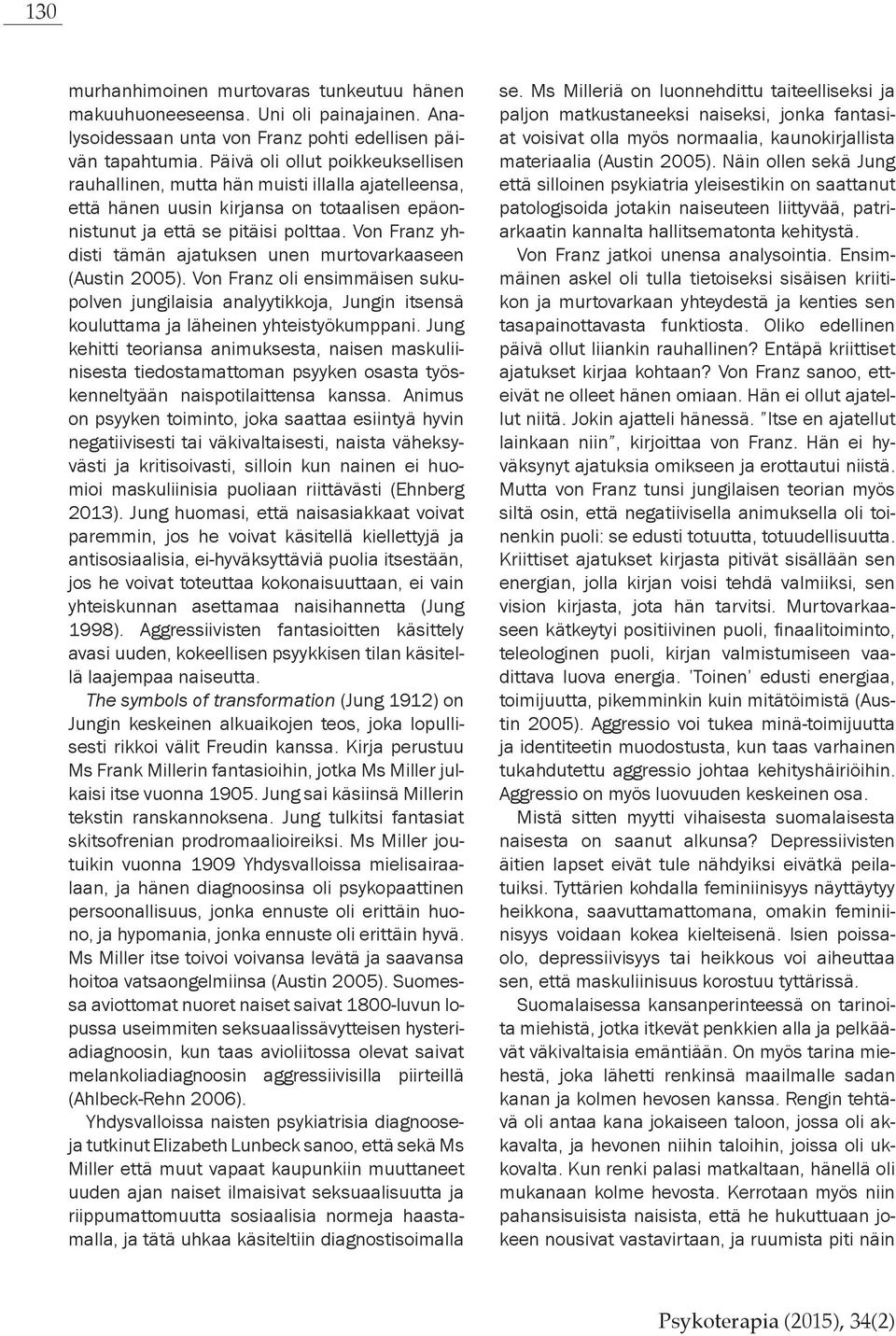 Von Franz yhdisti tämän ajatuksen unen murtovarkaaseen (Austin 2005). Von Franz oli ensimmäisen sukupolven jungilaisia analyytikkoja, Jungin itsensä kouluttama ja läheinen yhteistyökumppani.