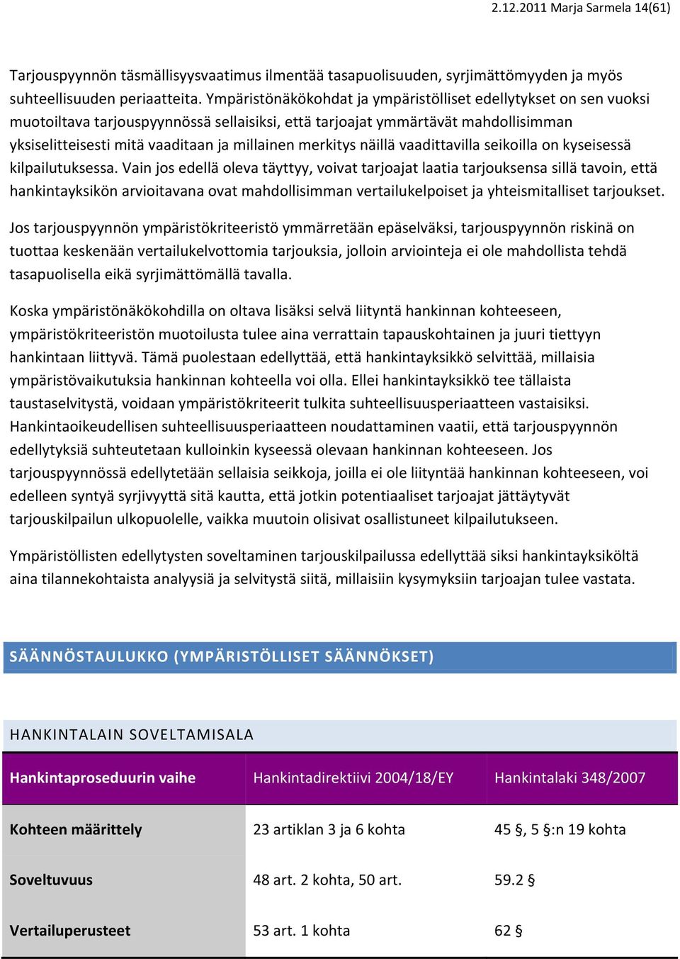 merkitys näillä vaadittavilla seikoilla on kyseisessä kilpailutuksessa.