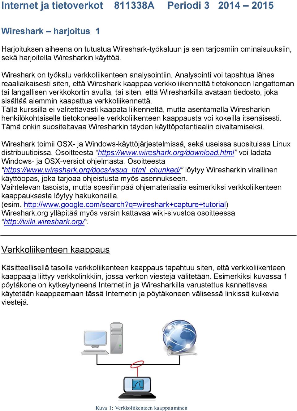 Analysointi voi tapahtua lähes reaaliaikaisesti siten, että Wireshark kaappaa verkkoliikennettä tietokoneen langattoman tai langallisen verkkokortin avulla, tai siten, että Wiresharkilla avataan