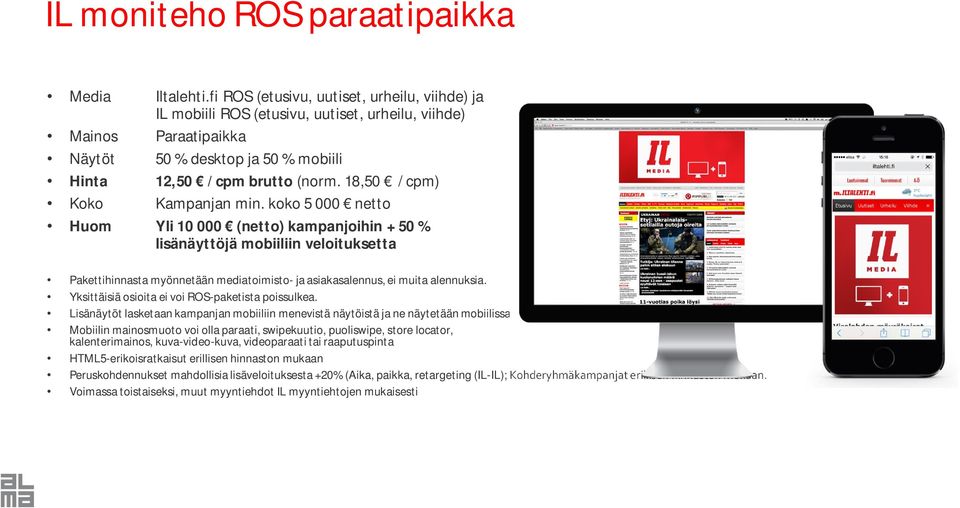 Paraatipaikka Hinta 12,50 / cpm brutto (norm.