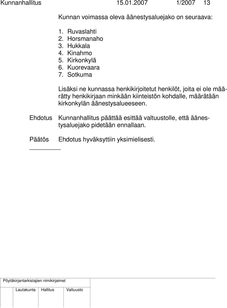 Sotkuma Lisäksi ne kunnassa henkikirjoitetut henkilöt, joita ei ole määrätty henkikirjaan minkään kiinteistön