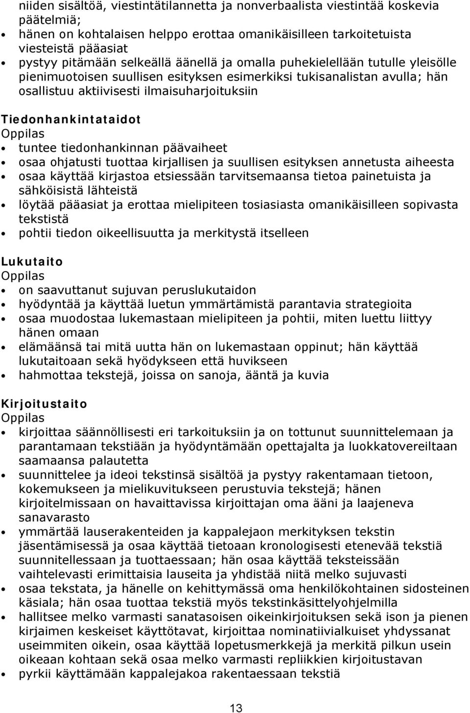 tiedonhankinnan päävaiheet osaa ohjatusti tuottaa kirjallisen ja suullisen esityksen annetusta aiheesta osaa käyttää kirjastoa etsiessään tarvitsemaansa tietoa painetuista ja sähköisistä lähteistä