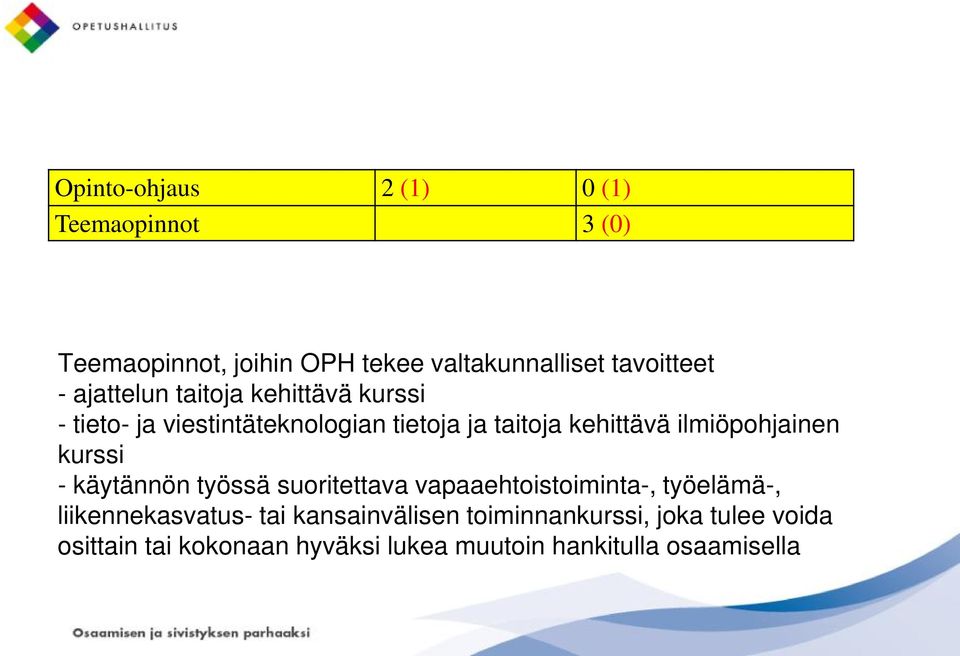 ilmiöpohjainen kurssi - käytännön työssä suoritettava vapaaehtoistoiminta-, työelämä-, liikennekasvatus-