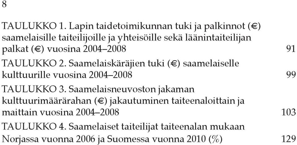 ( ) vuosina 2004 2008 91 TAULUKKO 2.