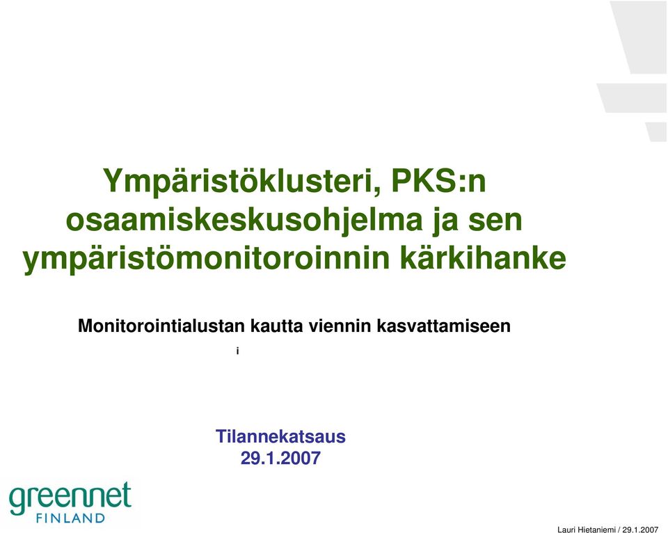 ympäristömonitoroinnin kärkihanke