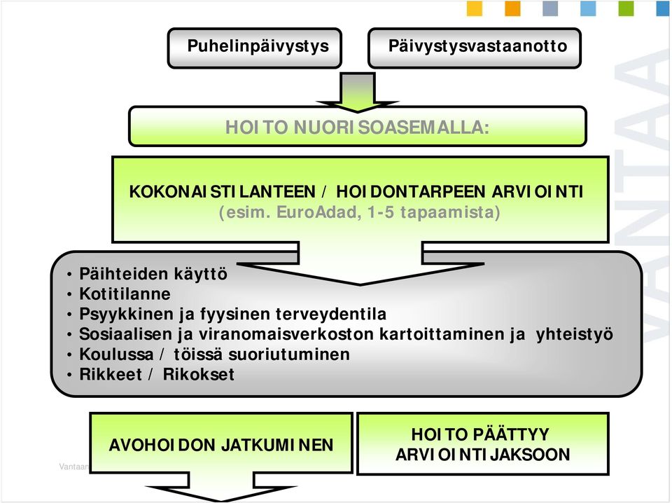 EuroAdad, 1-5 tapaamista) Päihteiden käyttö Kotitilanne Psyykkinen ja fyysinen terveydentila