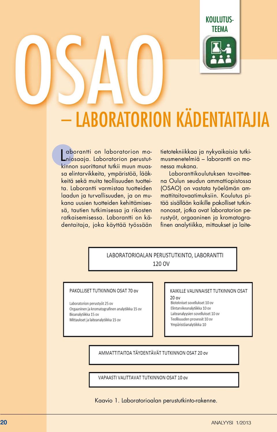 KÄDENTAITAJIA Laborantti on laboratorion moniosaaja. Laboratorion perustutkinnon suorittanut tutkii muun muassa elintarvikkeita, ympäristöä, lääkkeitä sekä muita teollisuuden tuotteita.