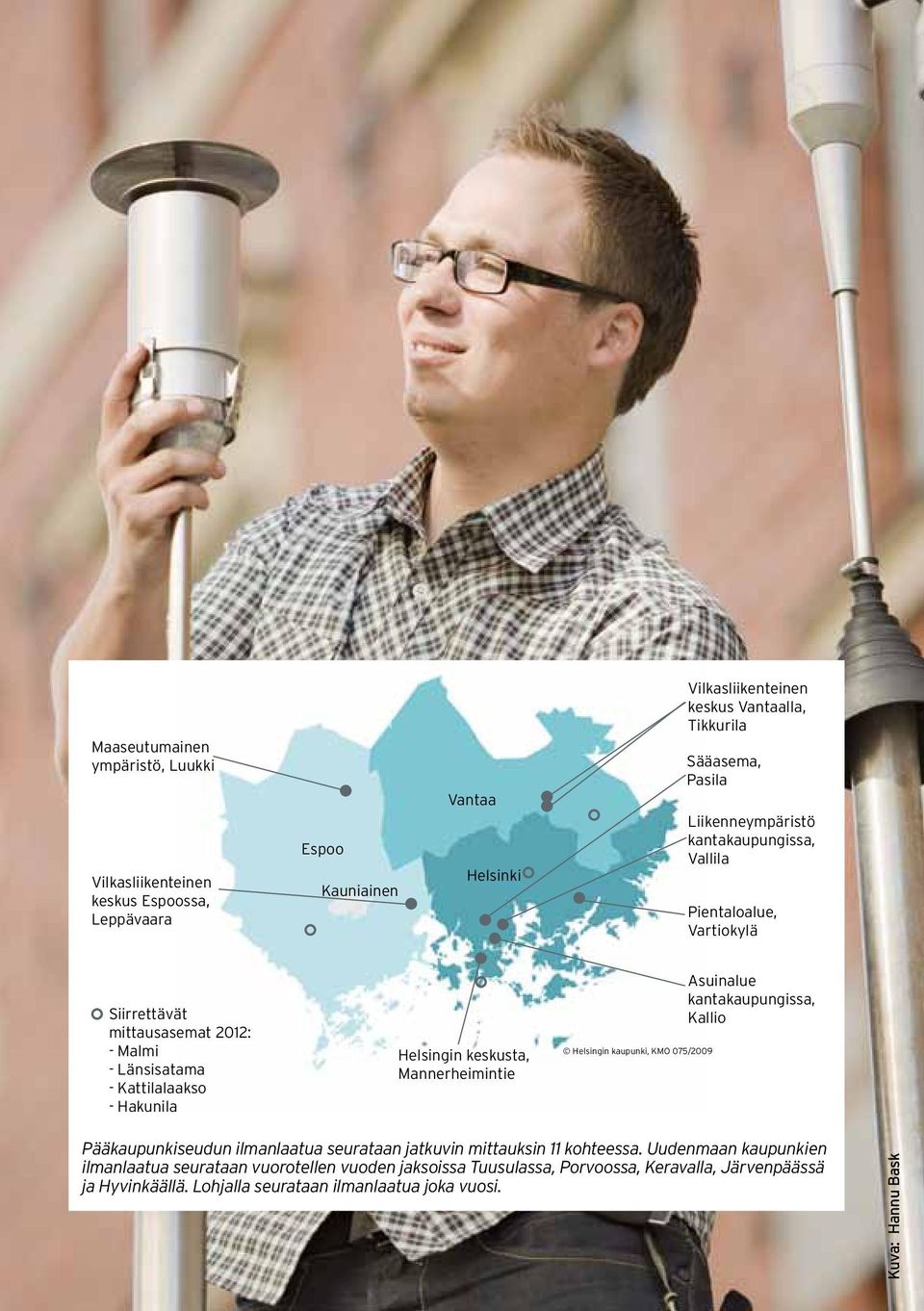 Helsingin keskusta, Mannerheimintie Helsingin kaupunki, KMO 075/2009 Asuinalue kantakaupungissa, Kallio Pääkaupunkiseudun ilmanlaatua seurataan jatkuvin mittauksin 11 kohteessa.