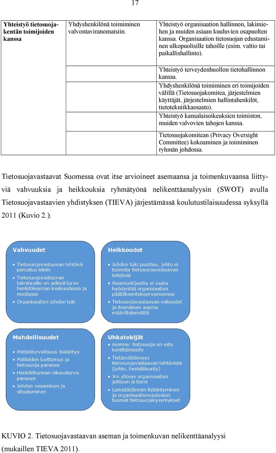 Yhdyshenkilönä toimiminen eri toimijoiden välillä (Tietosuojakomitea, järjestelmien käyttäjät, järjestelmien hallintahenkilöt, tietotekniikkaosasto).