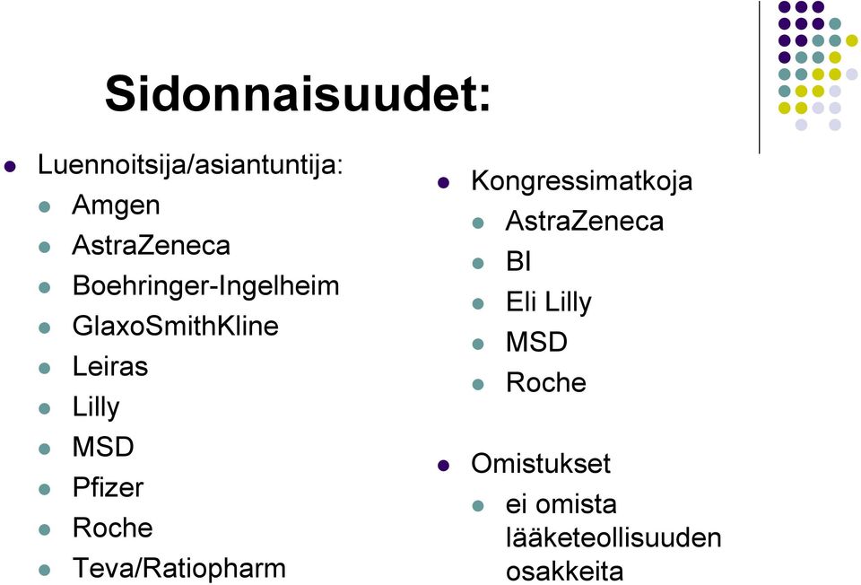 Roche Teva/Ratiopharm Kongressimatkoja AstraZeneca BI Eli