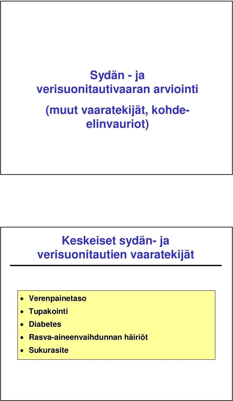 verisuonitautien vaaratekijät Verenpainetaso