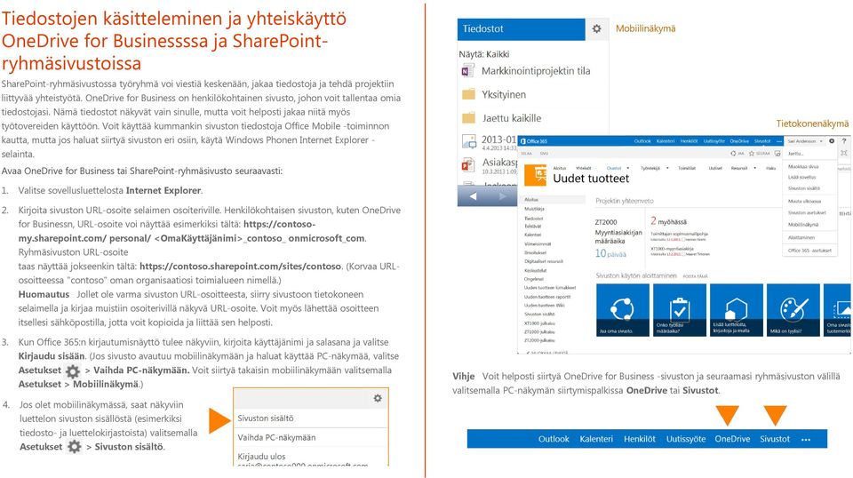 Nämä tiedostot näkyvät vain sinulle, mutta voit helposti jakaa niitä myös työtovereiden käyttöön.