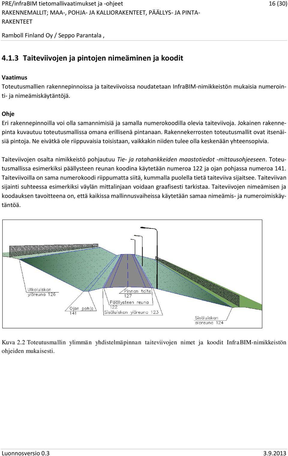 Ohje Eri rakennepinnoilla voi olla samannimisiä ja samalla numerokoodilla olevia taiteviivoja. Jokainen rakennepinta kuvautuu toteutusmallissa omana erillisenä pintanaan.