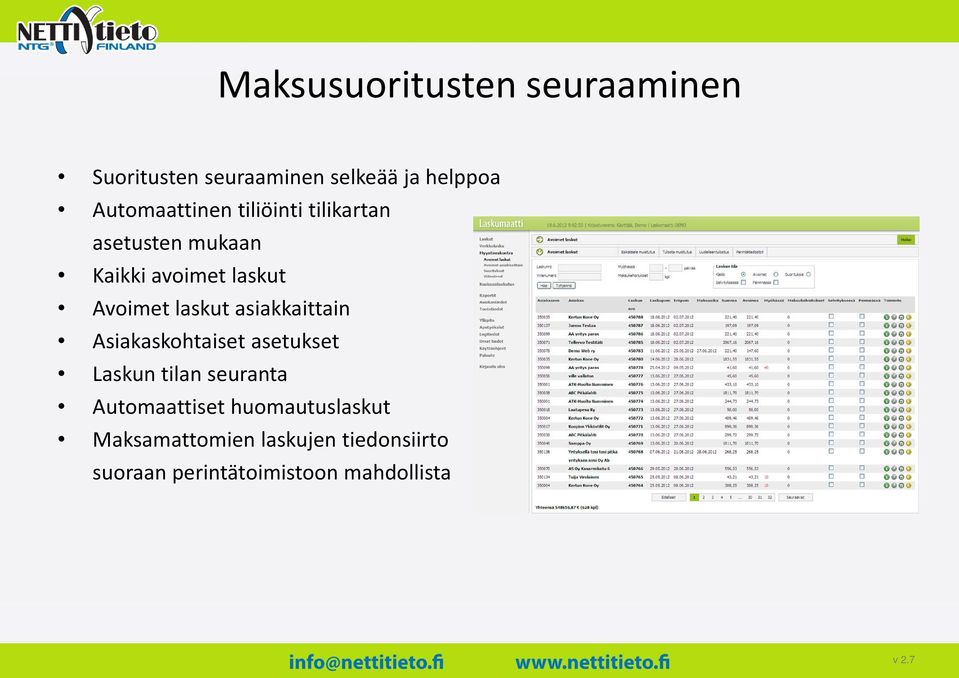 laskut asiakkaittain ikki i Asiakaskohtaiset asetukset Laskun tilan seuranta