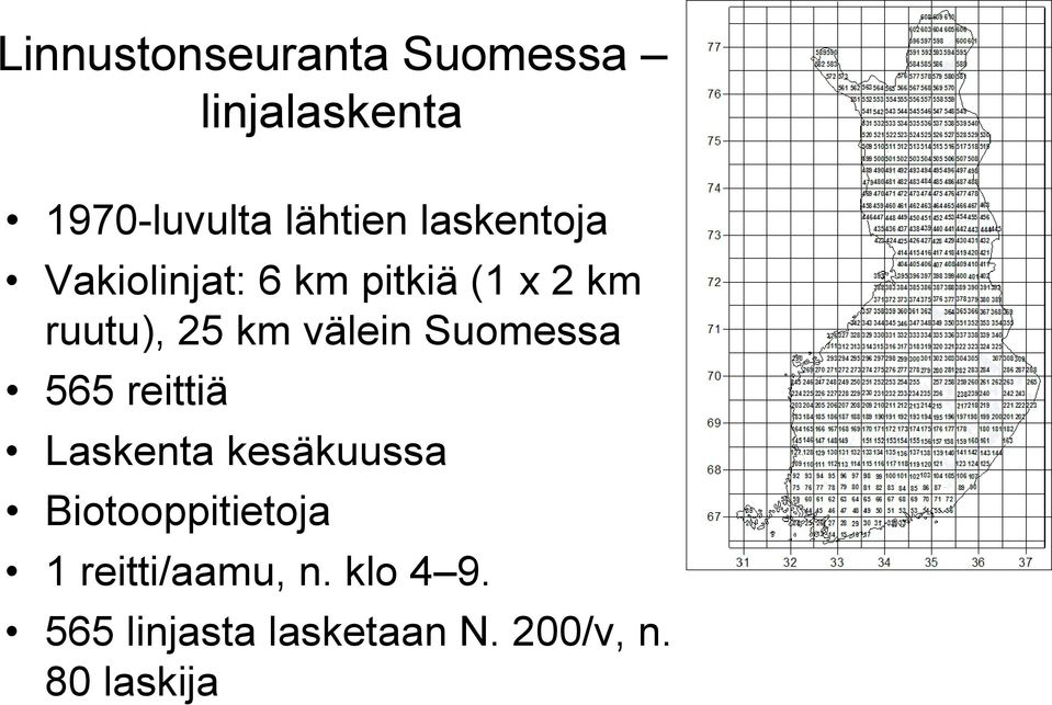 välein Suomessa 565 reittiä Laskenta kesäkuussa Biotooppitietoja