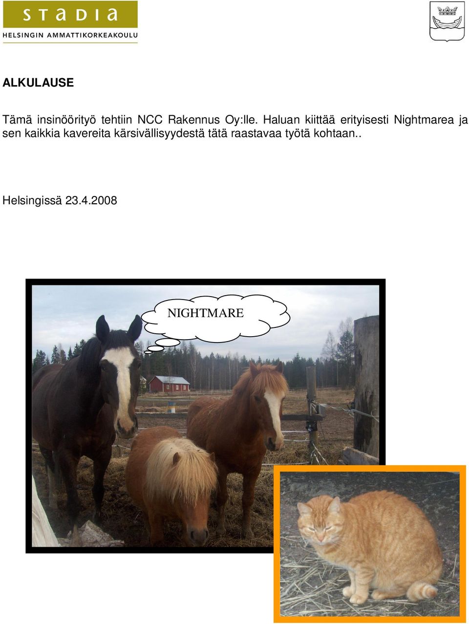 Haluan kiittää erityisesti Nightmarea ja sen