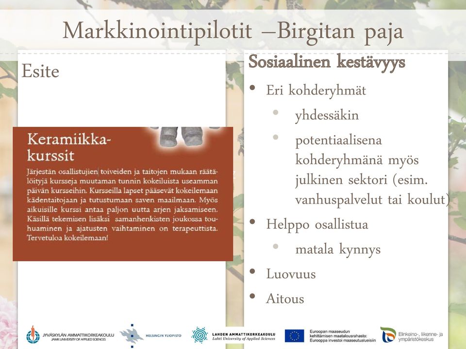 kohderyhmänä myös julkinen sektori (esim.