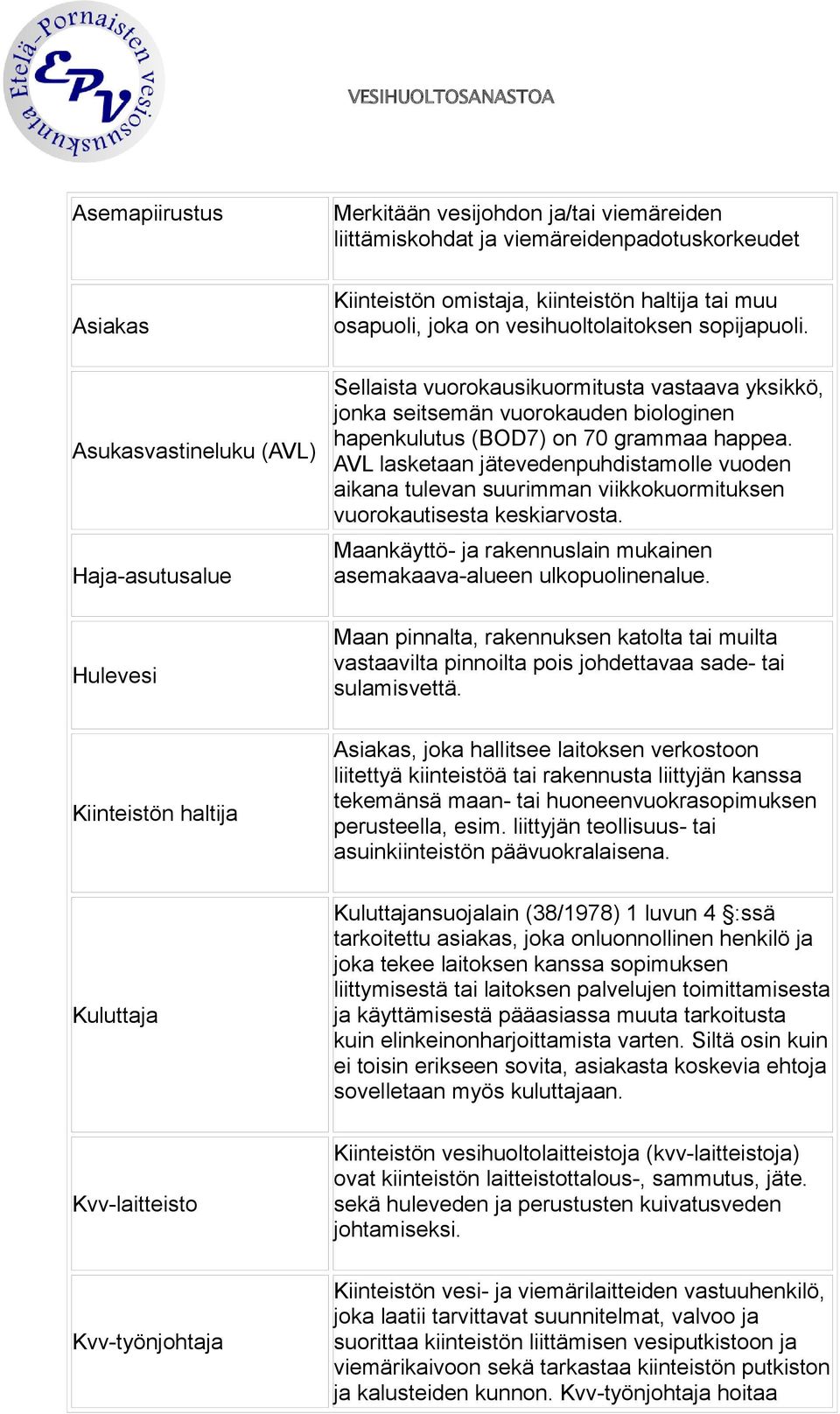 Sellaista vuorokausikuormitusta vastaava yksikkö, jonka seitsemän vuorokauden biologinen hapenkulutus (BOD7) on 70 grammaa happea.