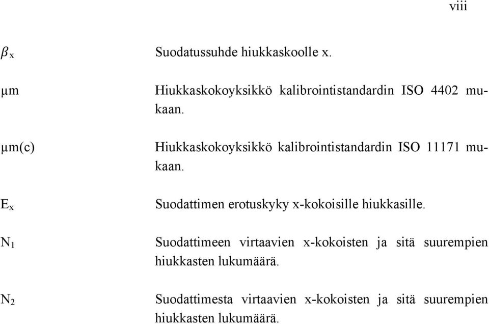 µm(c) Hiukkaskokoyksikkö kalibrointistandardin ISO 11171 mukaan.