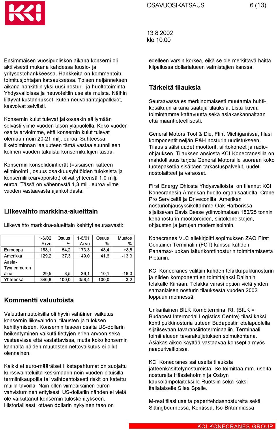 Konsernin kulut tulevat jatkossakin säilymään selvästi viime vuoden tason yläpuolella. Koko vuoden osalta arvioimme, että konsernin kulut tulevat olemaan noin 20-21 milj. euroa.