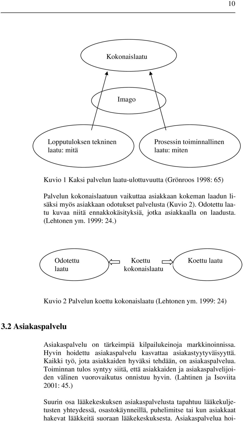 ) Odotettu laatu Koettu kokonaislaatu Koettu laatu Kuvio 2 Palvelun koettu kokonaislaatu (Lehtonen ym. 1999: 24) 3.2 Asiakaspalvelu Asiakaspalvelu on tärkeimpiä kilpailukeinoja markkinoinnissa.