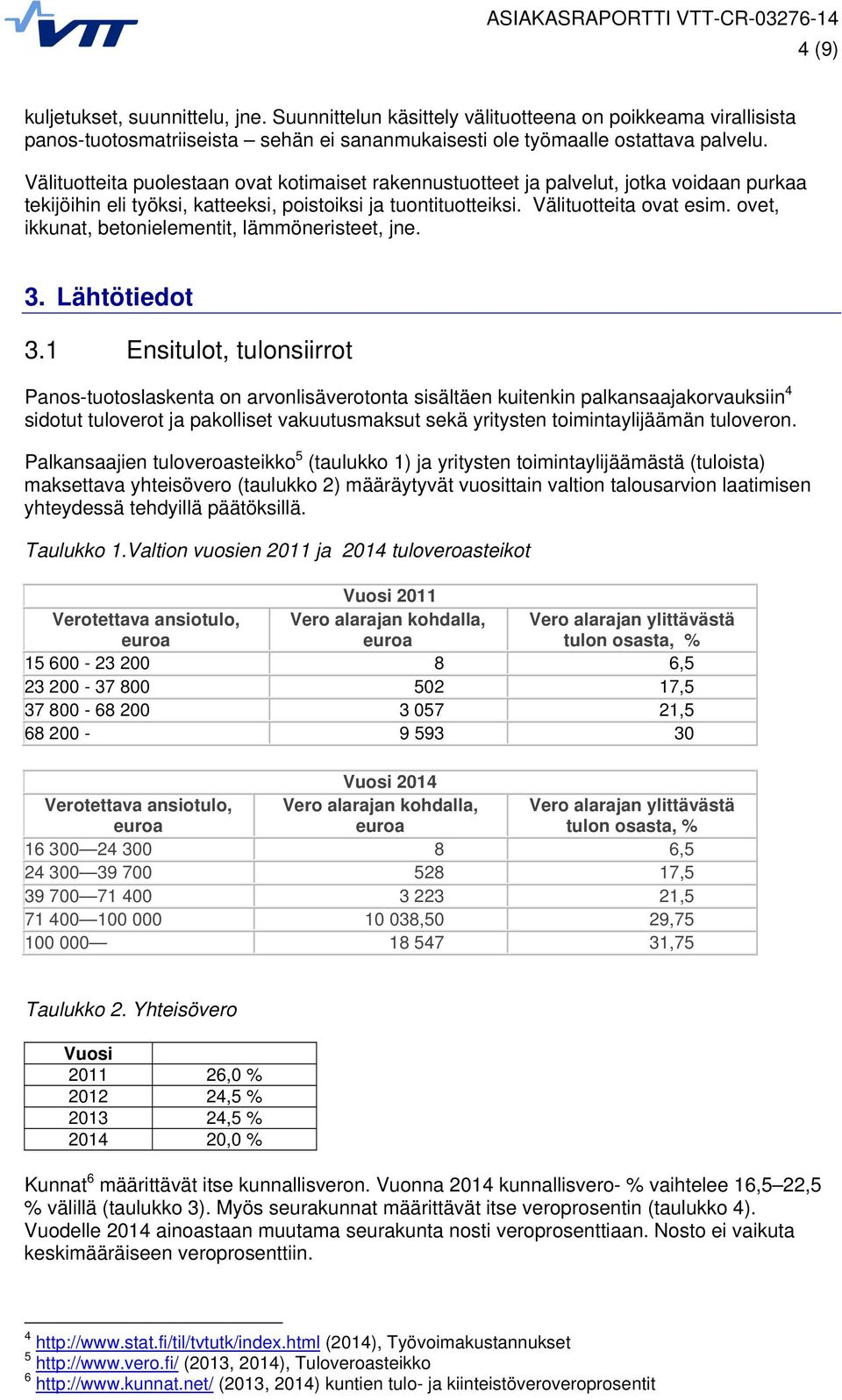 ovet, ikkunat, betonielementit, lämmöneristeet, jne. 3. Lähtötiedot 3.
