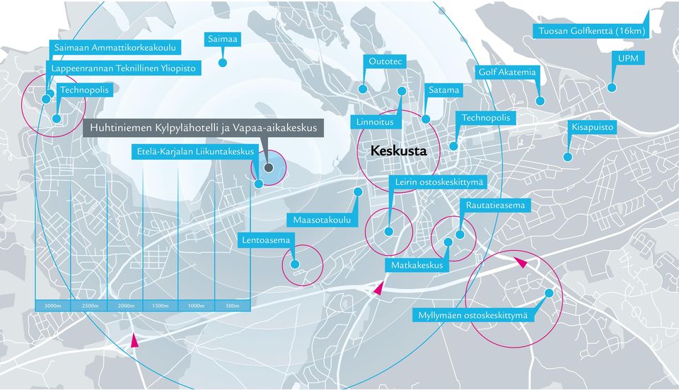 Linnoitus Technopolis Kisapuisto Etelä-Karjalan Liikuntakeskus Keskusta Leirin ostoskeskittymä