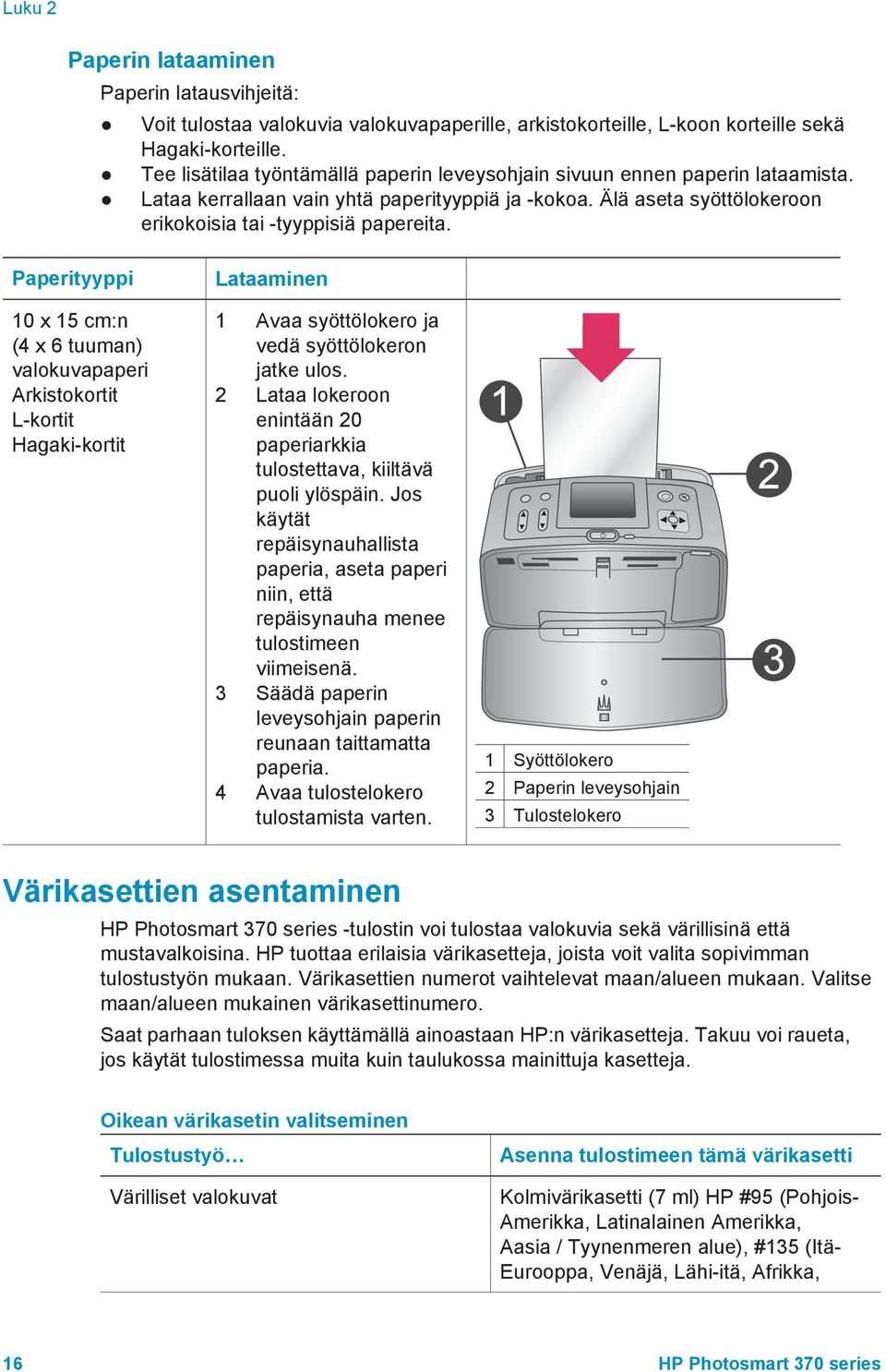 Paperityyppi Lataaminen 10 x 15 cm:n (4 x 6 tuuman) valokuvapaperi Arkistokortit L-kortit Hagaki-kortit 1 Avaa syöttölokero ja vedä syöttölokeron jatke ulos.