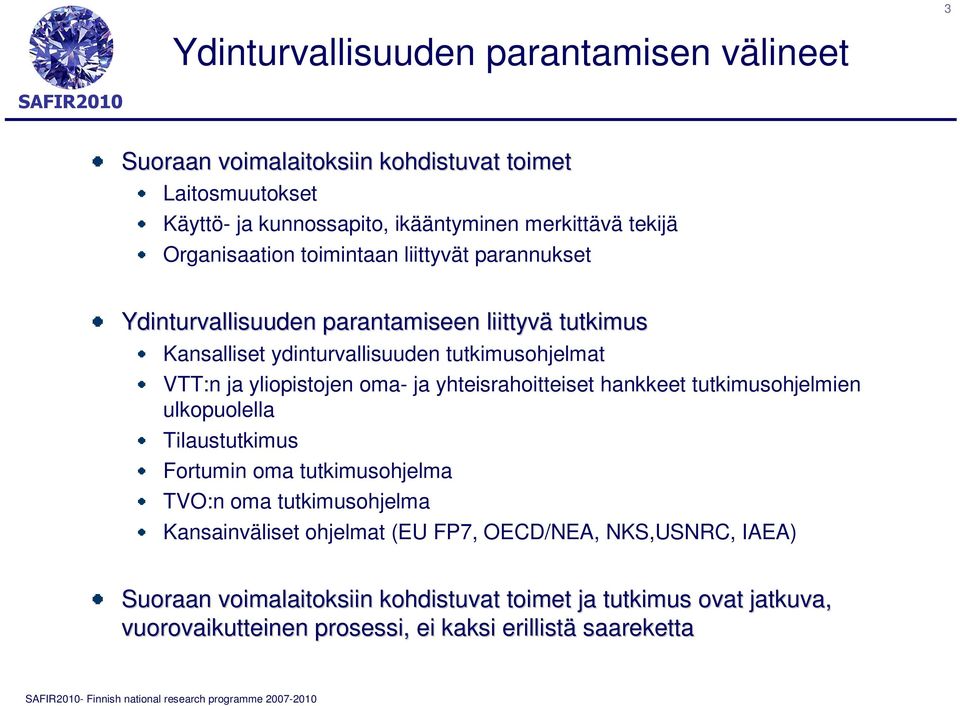 yliopistojen oma- ja yhteisrahoitteiset hankkeet tutkimusohjelmien ulkopuolella Tilaustutkimus Fortumin oma tutkimusohjelma TVO:n oma tutkimusohjelma