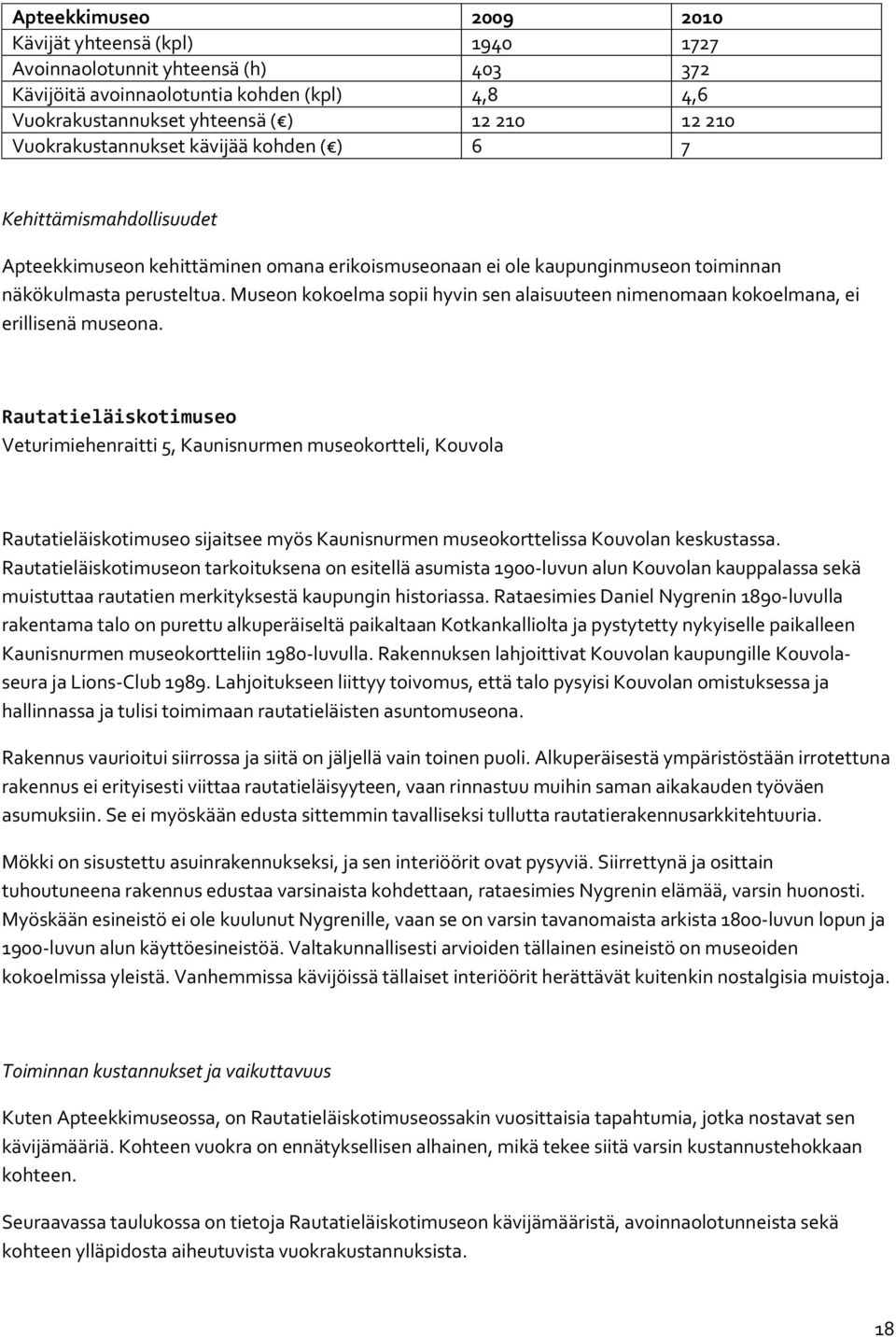 Museon kokoelma sopii hyvin sen alaisuuteen nimenomaan kokoelmana, ei erillisenä museona.