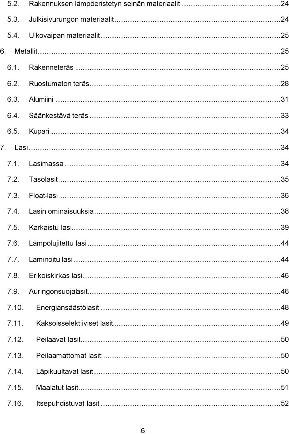 ..39 7.6. Lämpölujitettu lasi...44 7.7. Laminoitu lasi...44 7.8. Erikoiskirkas lasi...46 7.9. Auringonsuojalasit...46 7.10. Energiansäästölasit...48 7.11.