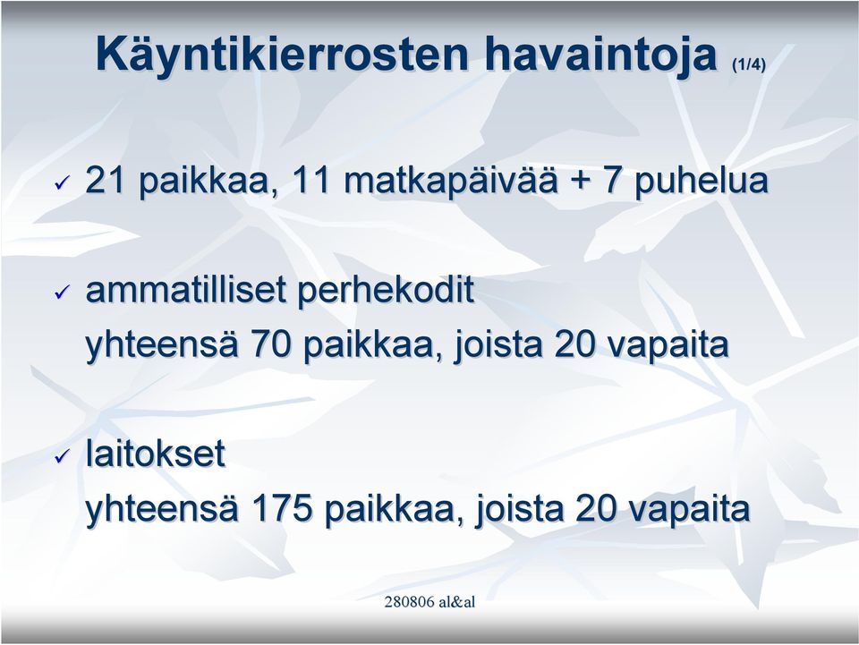 perhekodit yhteensä 70 paikkaa, joista 20