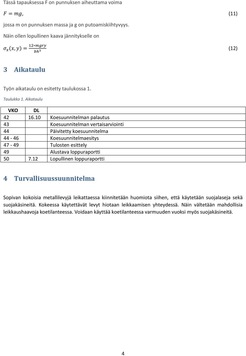 10 Koesuunnitelman palautus 43 Koesuunnitelman vertaisarviointi 44 Päivitetty koesuunnitelma 44-46 Koesuunnitelmaesitys 47-49 Tulosten esittely 49 Alustava loppuraportti 50 7.