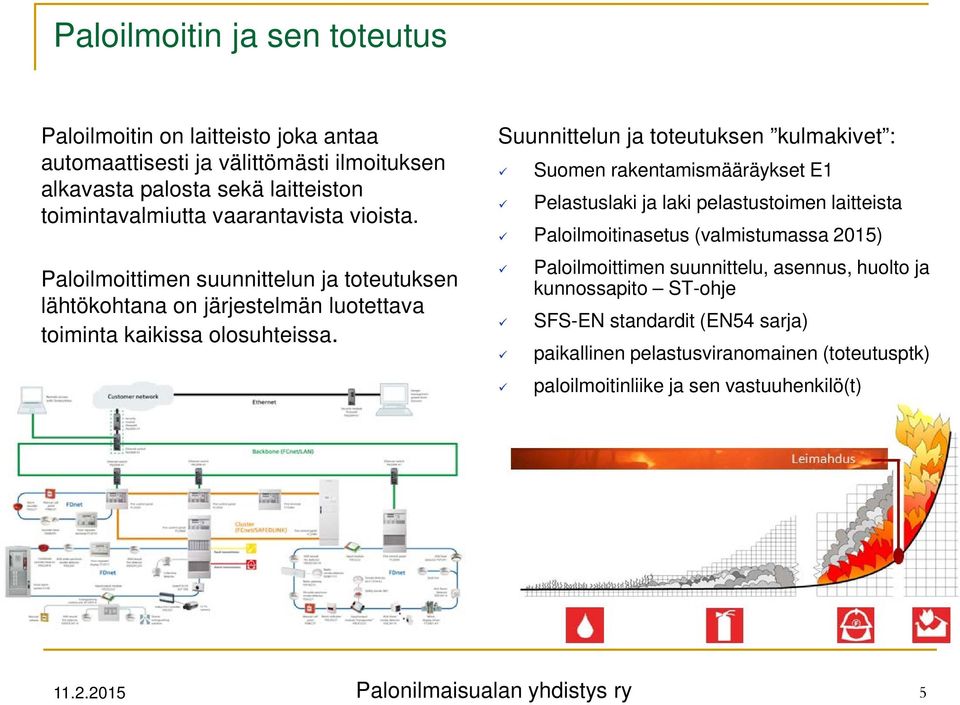 Suunnittelun ja toteutuksen kulmakivet : Suomen rakentamismääräykset E1 Pelastuslaki ja laki pelastustoimen laitteista Paloilmoitinasetus (valmistumassa 2015)