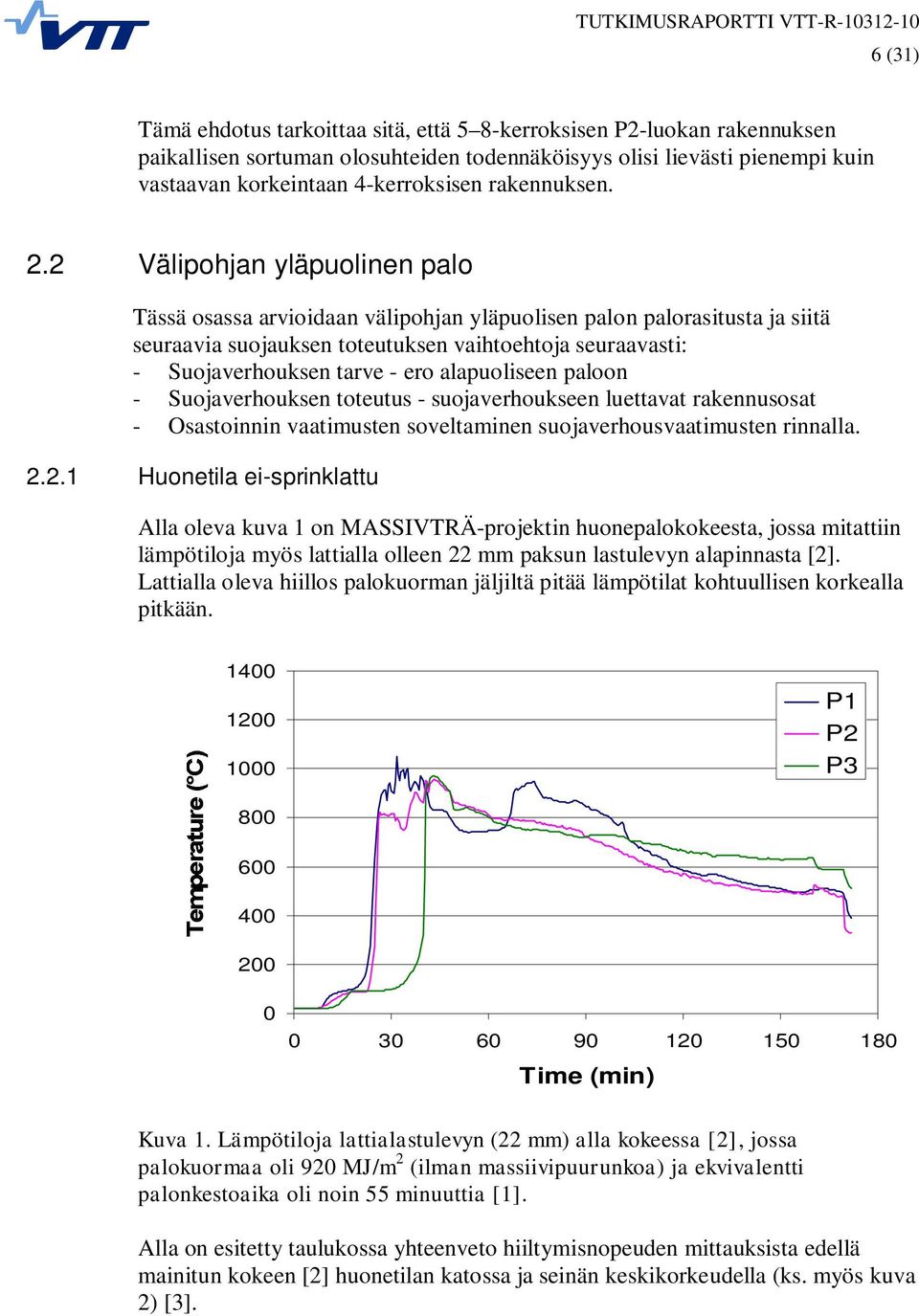 2 Välipohjan yläpuolinen palo Tässä osassa arvioidaan välipohjan yläpuolisen palon palorasitusta ja siitä seuraavia suojauksen toteutuksen vaihtoehtoja seuraavasti: - Suojaverhouksen tarve - ero
