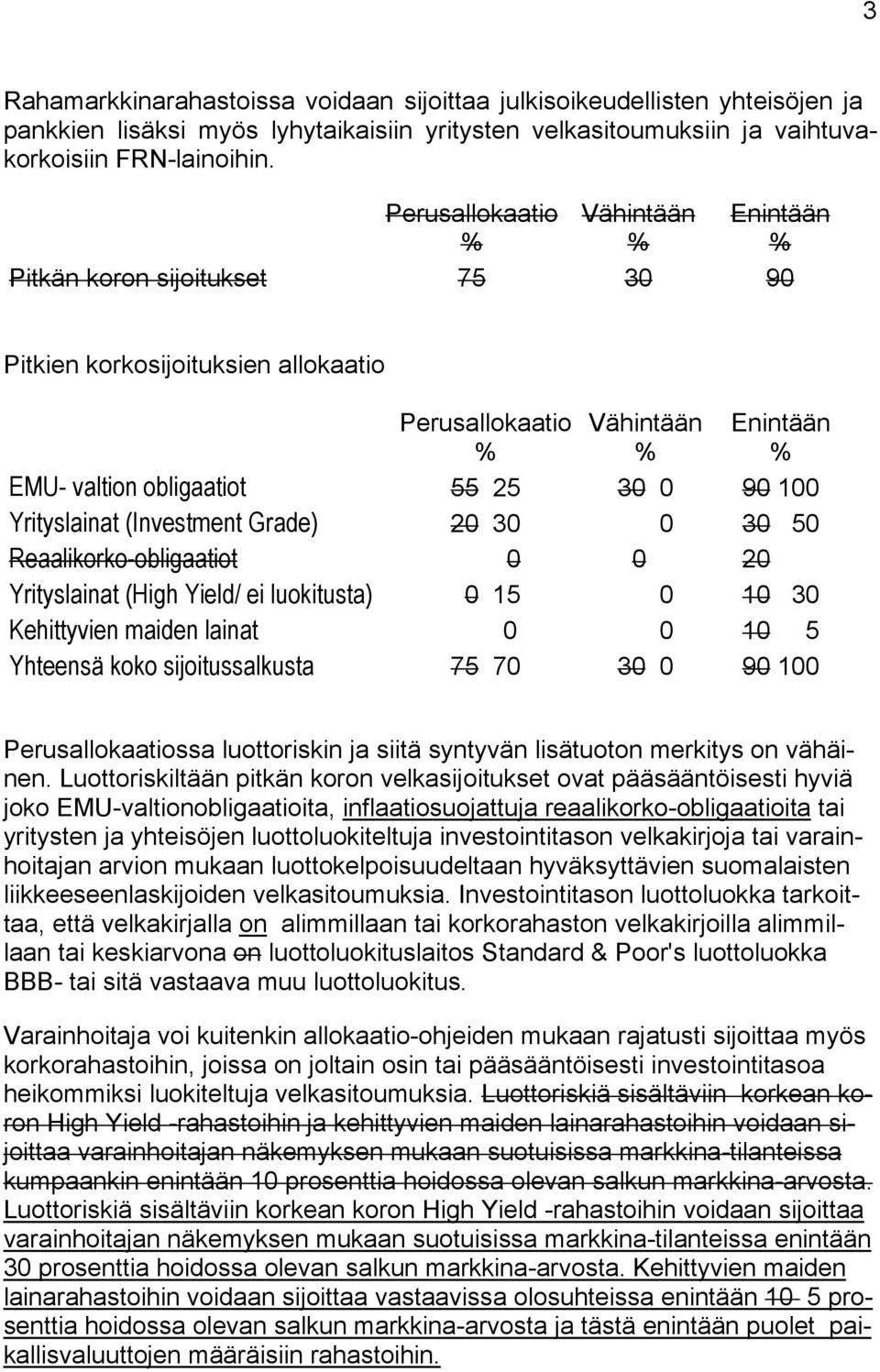 Yrityslainat (High Yield/ ei luokitusta) 0 15 0 10 30 Kehittyvien maiden lainat 0 0 10 5 Yhteensä koko sijoitussalkusta 75 70 30 0 90 100 ssa luottoriskin ja siitä syntyvän lisätuoton merkitys on