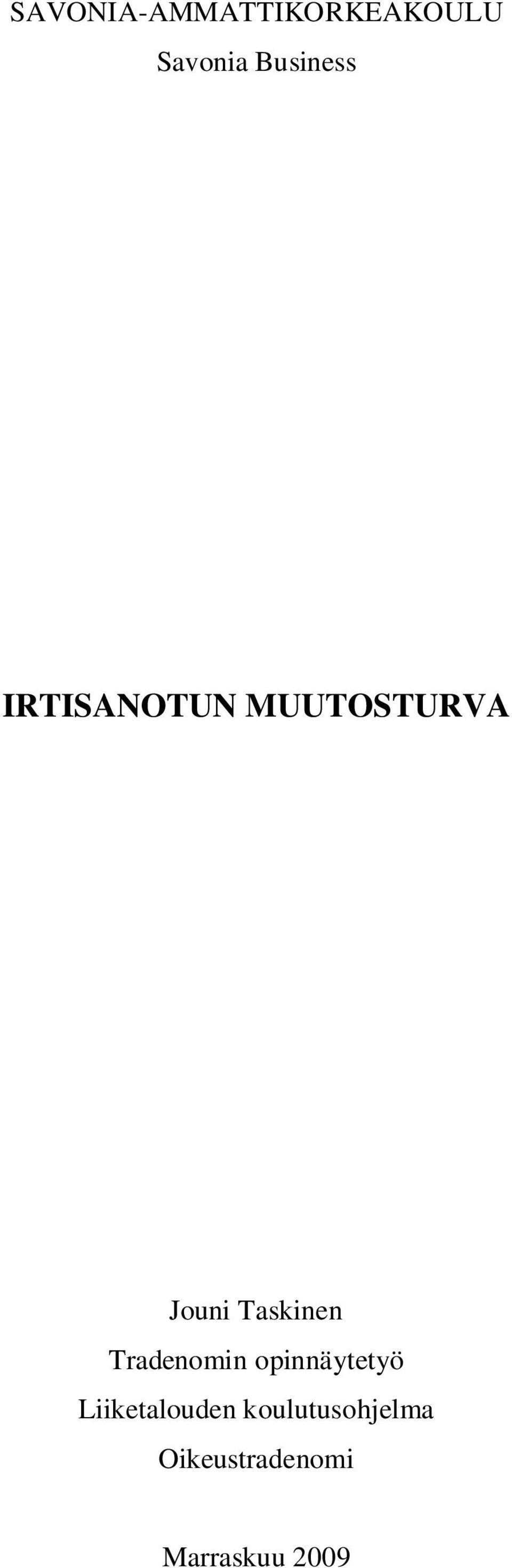 Taskinen Tradenomin opinnäytetyö