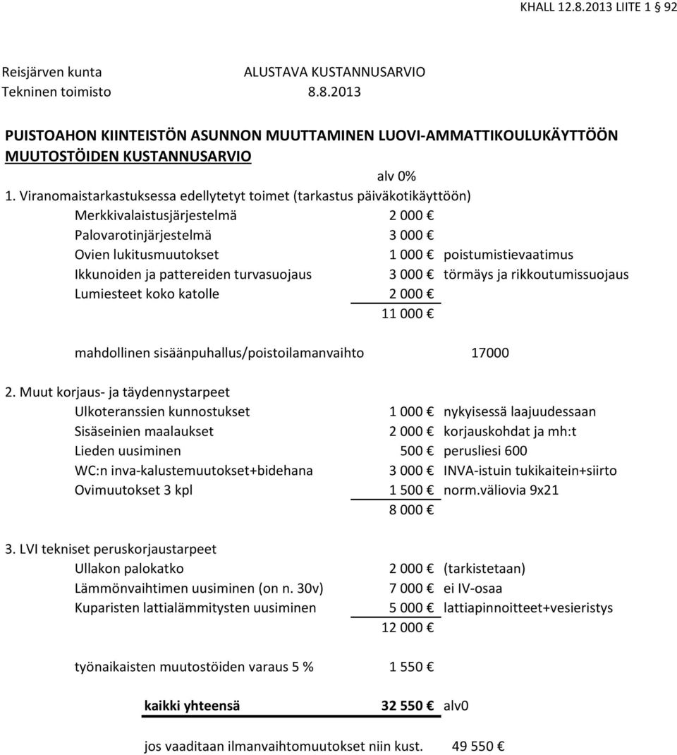 pattereiden turvasuojaus 3 000 törmäys ja rikkoutumissuojaus Lumiesteet koko katolle 2 000 11 000 mahdollinen sisäänpuhallus/poistoilamanvaihto 17000 2.