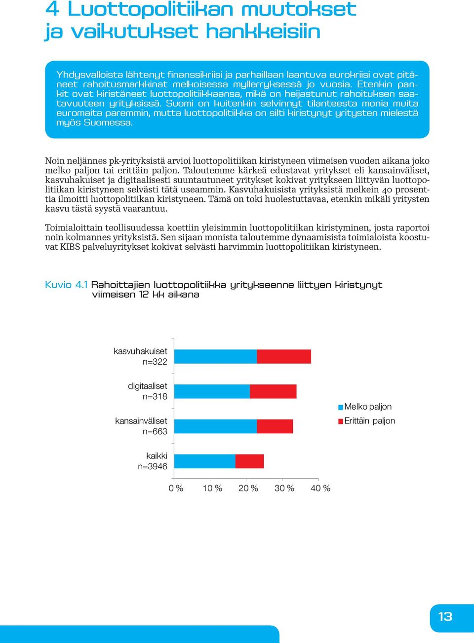 Suomi on kuitenkin selvinnyt tilanteesta monia muita euromaita paremmin, mutta luottopolitiikka on silti kiristynyt yritysten mielestä myös Suomessa.