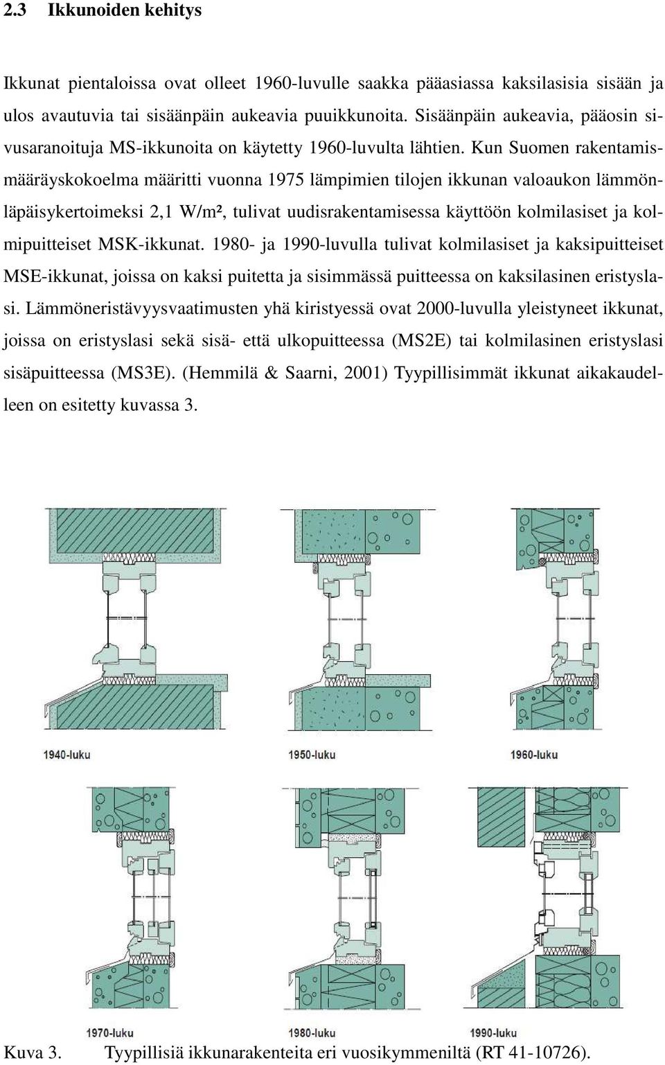 Kun Suomen rakentamismääräyskokoelma määritti vuonna 1975 lämpimien tilojen ikkunan valoaukon lämmönläpäisykertoimeksi 2,1 W/m², tulivat uudisrakentamisessa käyttöön kolmilasiset ja kolmipuitteiset