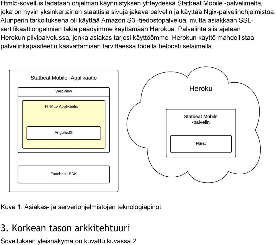 Alunperin tarkoituksena oli käyttää Amazon S3 -tiedostopalvelua, mutta asiakkaan SSLsertifikaattiongelmien takia päädyimme käyttämään Herokua.