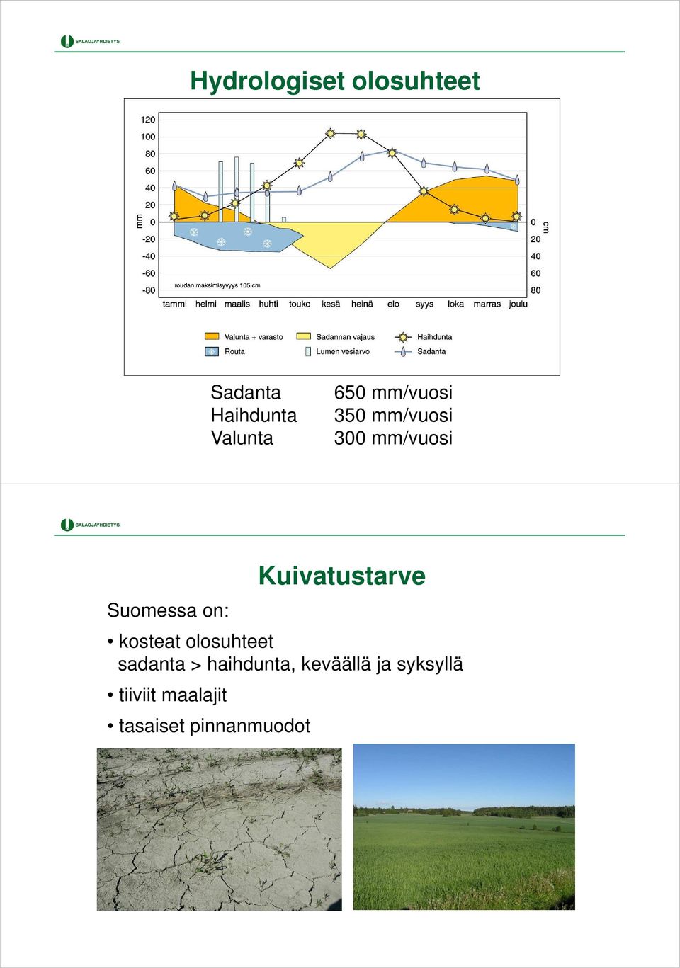 Kuivatustarve kosteat olosuhteet sadanta >