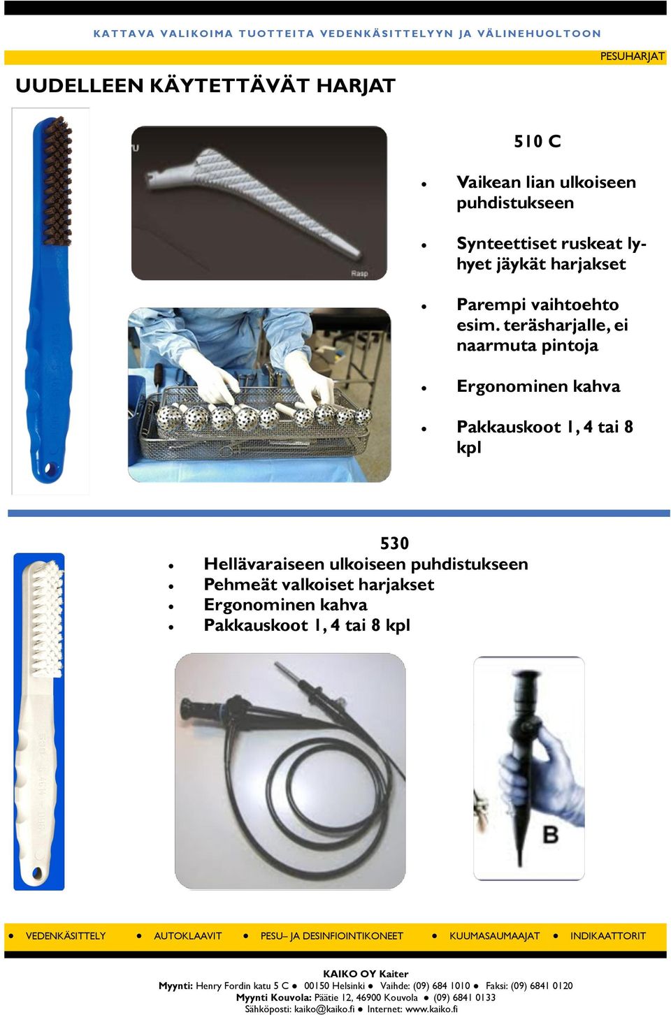 teräsharjalle, ei naarmuta pintoja Ergonominen kahva Pakkauskoot 1, 4 tai 8 kpl 530