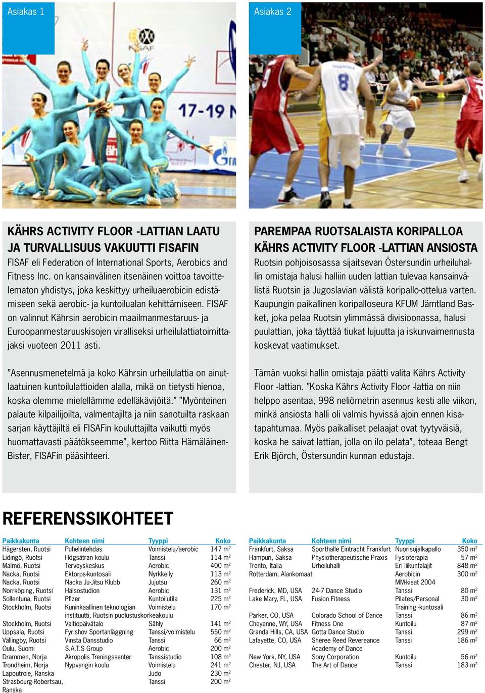 FISAF on valinnut Kährsin aerobicin maailmanmestaruus- ja Euroopanmestaruuskisojen viralliseksi urheilulattiatoimittajaksi vuoteen 2011 asti.
